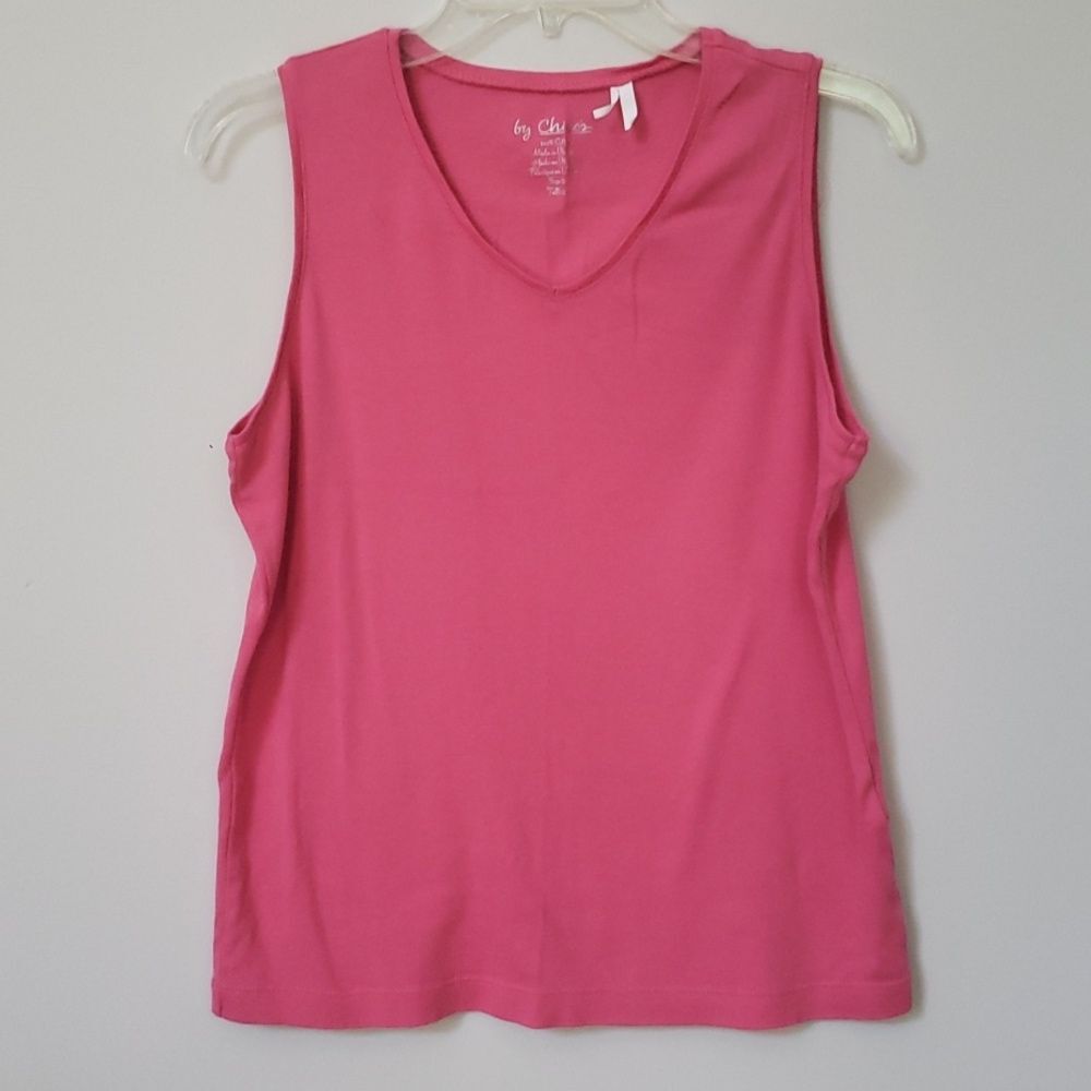 Chico's Pink Tank Top Sleeveless Knit Womens 12 Casual V-neck Top